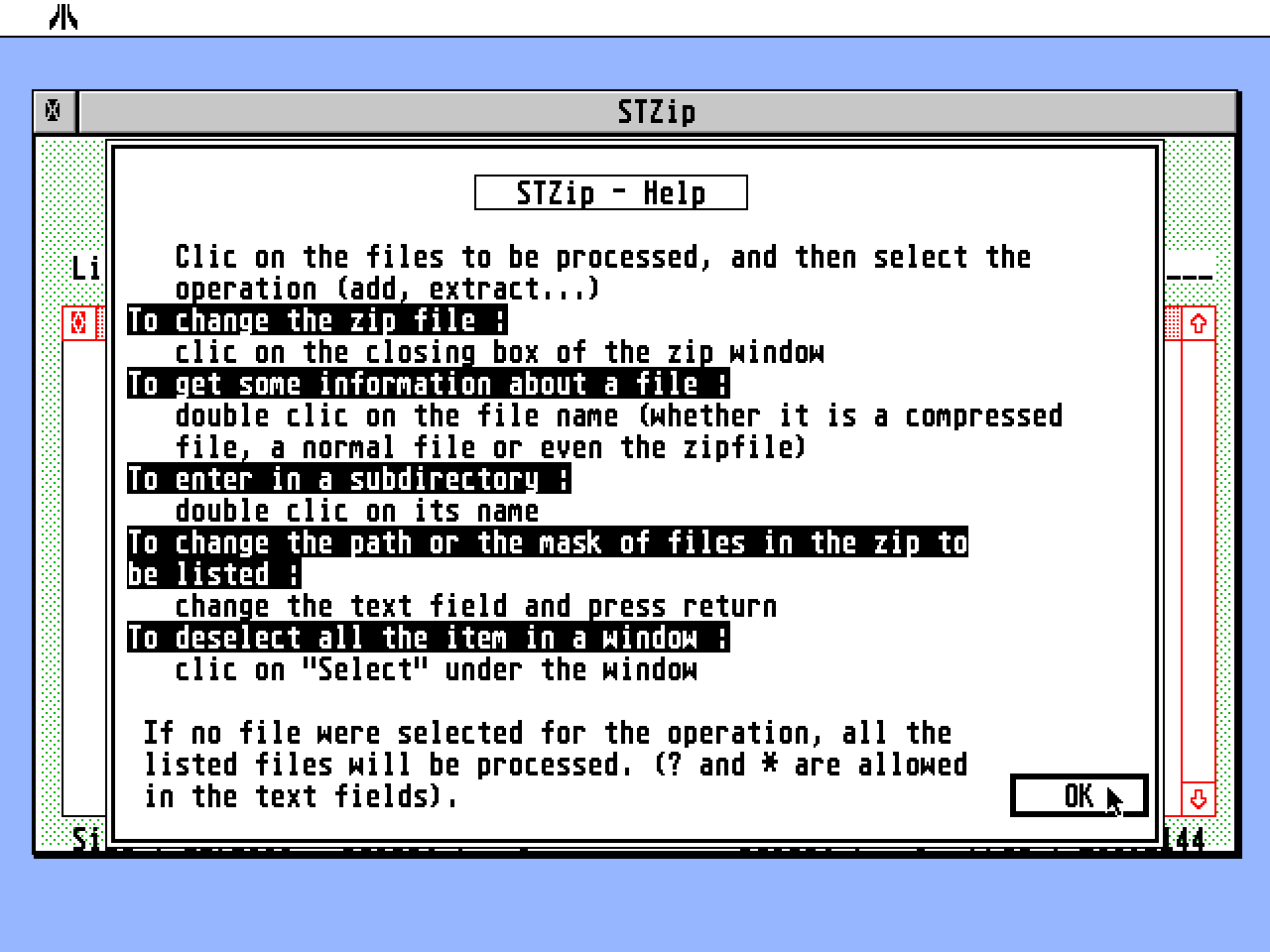 STZIP atari screenshot
